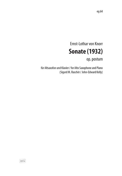 Sonate, für Altsaxophon und Klavier op. postum (1932)