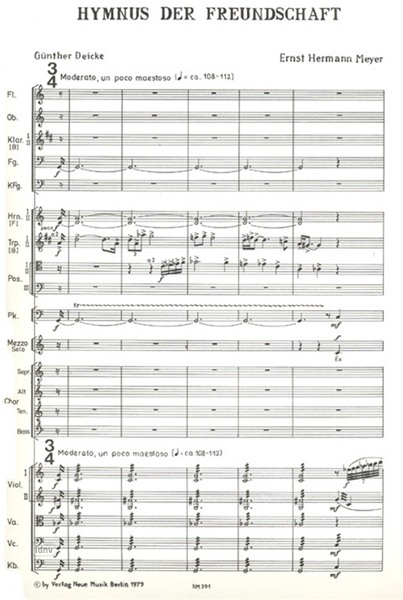 Hymnus der Freundschaft für Mezzosopran, Chor und Orchester