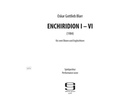 Enchiridion I - VI für 2 Oboen und Englischhorn (1984)