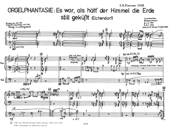 Es war, als hätt‘ der Himmel die Erde still geküsst für Orgel (1978) Es war, als hätt‘ der Himmel die Erde still geküsst für Orgel (1978)
