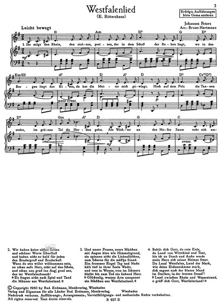 Hohe Tannen / Westfalenlied für Klavier Hohe Tannen / Westfalenlied für Klavier