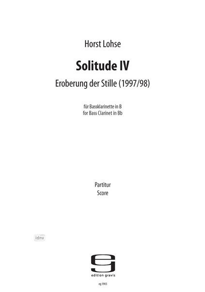 Solitude IV. Eroberung der Stille für Bass-Klarinette (1997/98)