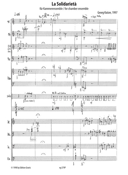 La Solidarietá ... Hanns Eisler zu beschreiben für Kammerensemble (1997) La Solidarietá ... Hanns Eisler zu beschreiben für Kammerensemble (1997)