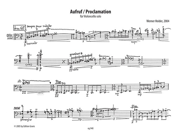 Aufruf/Proclamation für Violoncello solo (2004) Aufruf/Proclamation für Violoncello solo (2004)