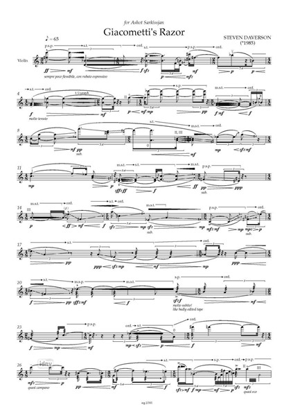 Giacometti's Razor für Violine (2009/rev. 2014) Giacometti's Razor für Violine (2009/rev. 2014)