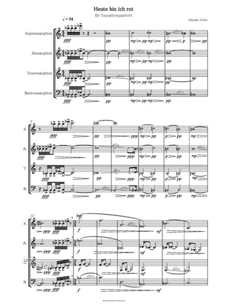 Heute bin ich rot für Saxophonquartett (2018) Heute bin ich rot für Saxophonquartett (2018)