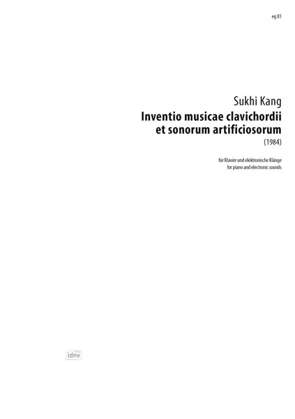 Inventio musicae clavichordii et sonorum artificiosorum für Klavier und elektronische Klänge (1984)
