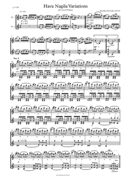 Hava Nagila Variations für zwei Violinen (2019) Hava Nagila Variations für zwei Violinen (2019)