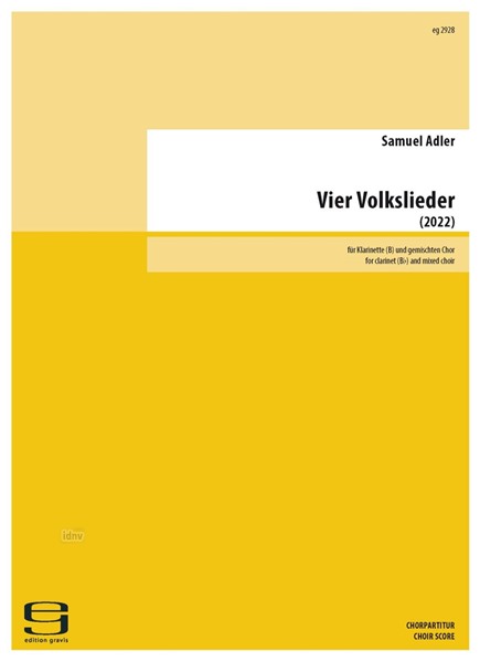 Vier Volkslieder für Klarinette und gemischten Chor (2022)