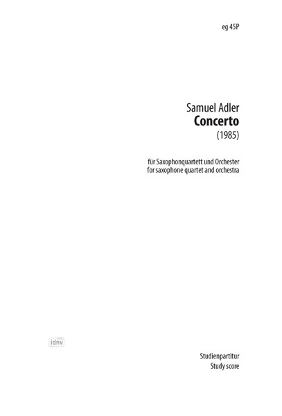 Concerto für Saxophon-Quartett und Sinfonie-Orchester (1985)