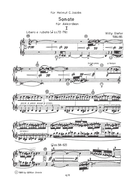 Sonate für Akkordeon solo (1984/85) Sonate für Akkordeon solo (1984/85)
