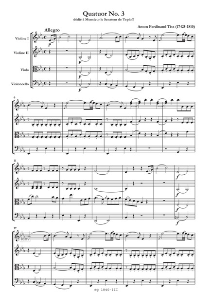 3 Streichquartette für Streichquartett (1808) 3 Streichquartette für Streichquartett (1808)