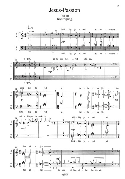 Jesus-Passion für gemischten Chor, Kinderchor, 6 Solostimmen und großes Orchester (1983-85) Jesus-Passion für gemischten Chor, Kinderchor, 6 Solostimmen und großes Orchester (1983-85)