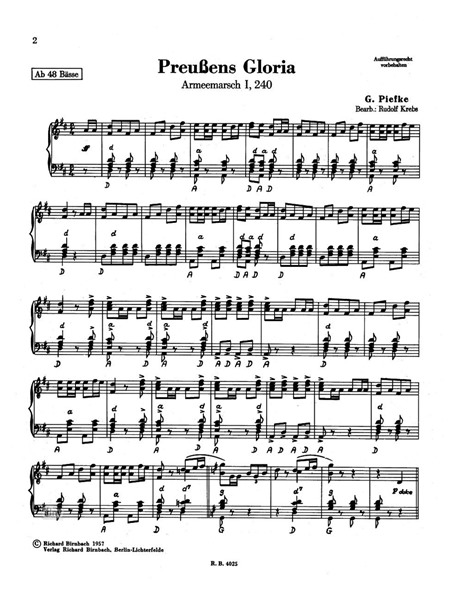Preußens Gloria, Armeemarsch I Nr. 240 für Akkordeon Preußens Gloria, Armeemarsch I Nr. 240 für Akkordeon