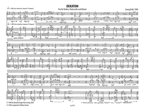 DEKATOM für Klaviertrio (1984) DEKATOM für Klaviertrio (1984)