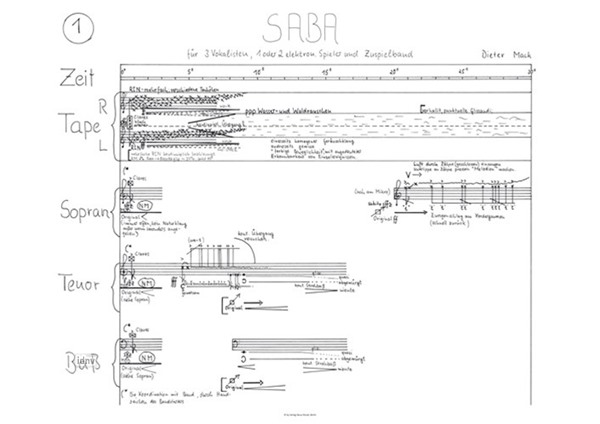 Saba für Vokaltrio (S, T, B), Tonband und Live-Elektronik (1979) Saba für Vokaltrio (S, T, B), Tonband und Live-Elektronik (1979)