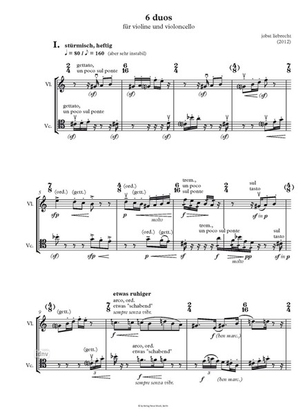 6 Duos für Violine und Violoncello (2012) 6 Duos für Violine und Violoncello (2012)