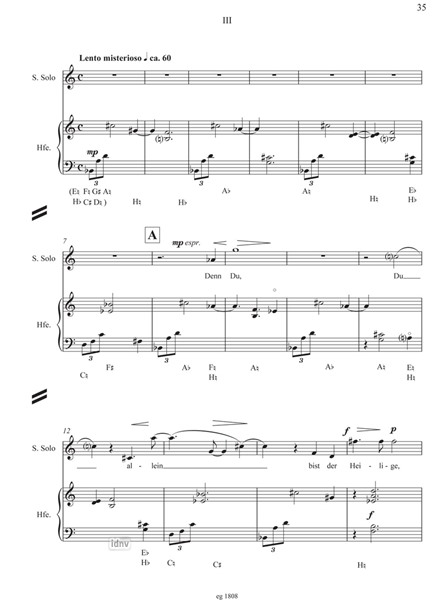 … in der Höhe … für Solo-Sopran, gemischten Chor, Harfe und Orgel (2008/2009)