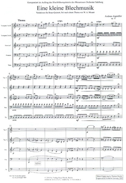 Eine kleine Blechmusik op. 75 für Brassquintett