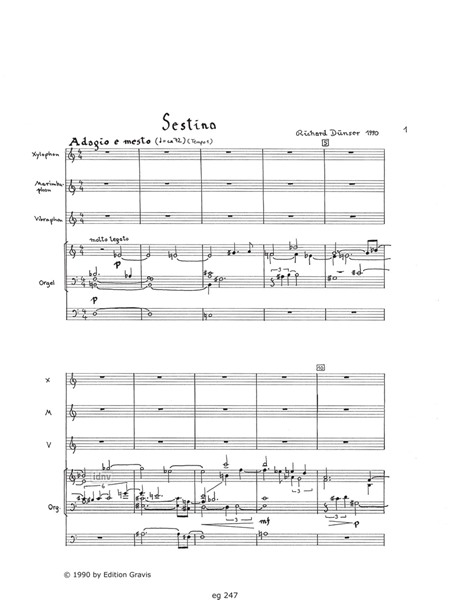 Sestina für Orgel und 3 Schlagzeuger (Mallet-Trio) (1990) Sestina für Orgel und 3 Schlagzeuger (Mallet-Trio) (1990)