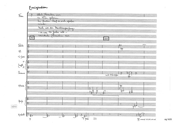Des Landes verwiesen für 2 Sänger, 2 Schauspieler, Kammerensemble und Tonband (1978) Des Landes verwiesen für 2 Sänger, 2 Schauspieler, Kammerensemble und Tonband (1978)