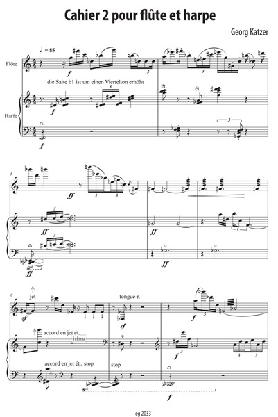 Cahier 2 pour flûte et harpe für Flöte und Harfe (2012) Cahier 2 pour flûte et harpe für Flöte und Harfe (2012)