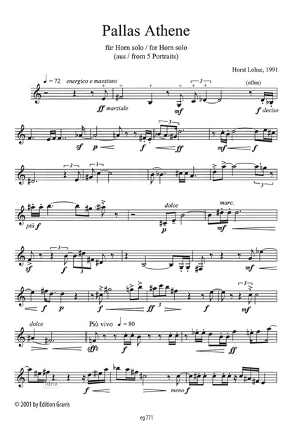 Pallas Athene für Horn solo (1991) Pallas Athene für Horn solo (1991)