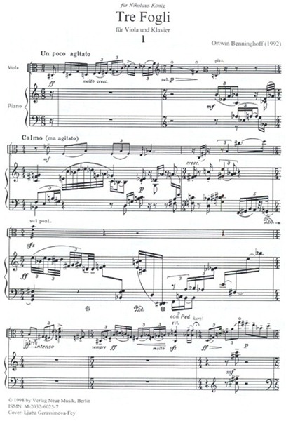 Tre Fogli(e) für Viola und Klavier (1992) Tre Fogli(e) für Viola und Klavier (1992)