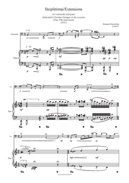 Extensions / Išsipletimai für Violoncello und Klavier (2021) Extensions / Išsipletimai für Violoncello und Klavier (2021)