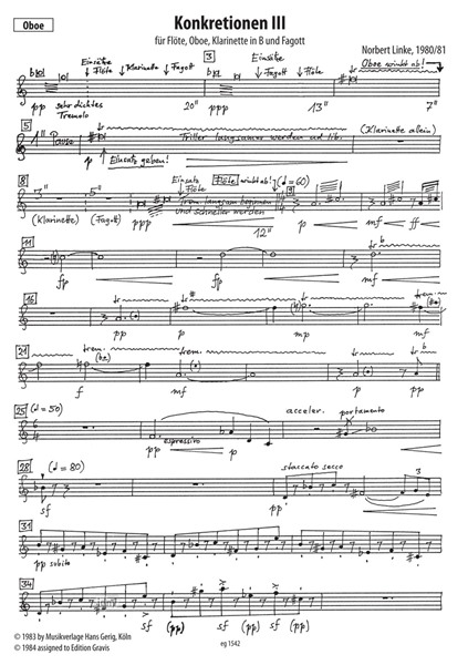 Konkretionen III für Flöte, Oboe, Klarinette und Fagott (1980/81) Konkretionen III für Flöte, Oboe, Klarinette und Fagott (1980/81)