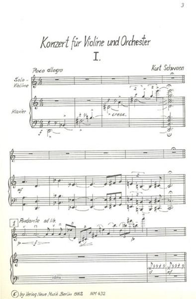 Konzert für Violine und Orchester Konzert für Violine und Orchester