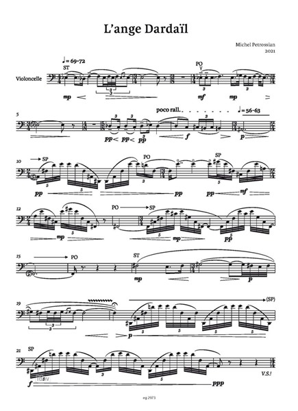 L'ange Dardaïl für Violoncello (2021) L'ange Dardaïl für Violoncello (2021)