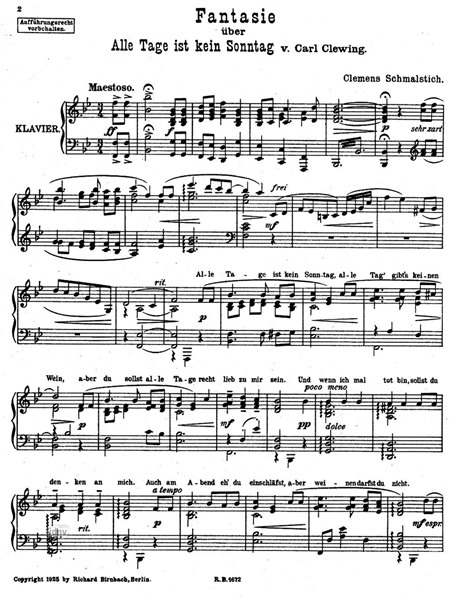 Alle Tage ist kein Sonntag für Klavier Alle Tage ist kein Sonntag für Klavier