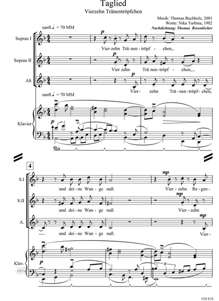 Tränentröpfchen für Frauen- und Kinderchor (SSA) und Klavier Tränentröpfchen für Frauen- und Kinderchor (SSA) und Klavier