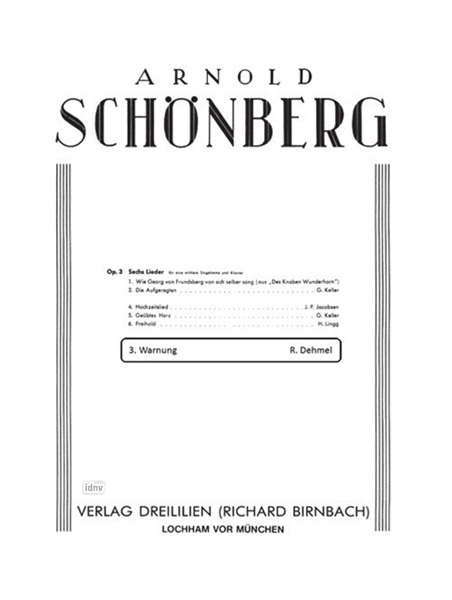Warnung Op. 3 Nr. 3 für Gesang und Klavier Warnung Op. 3 Nr. 3 für Gesang und Klavier