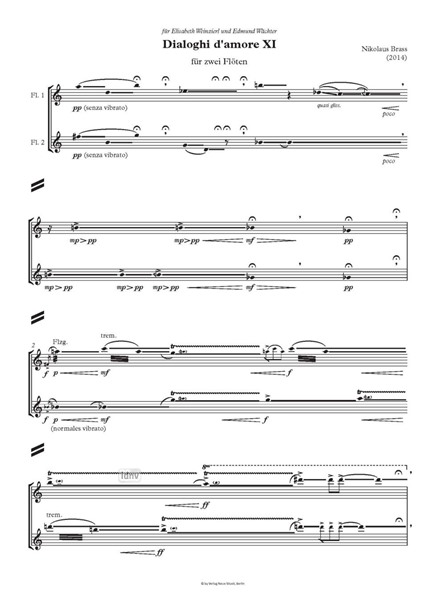 Dialoghi d'amore XI für zwei Flöten (2014)