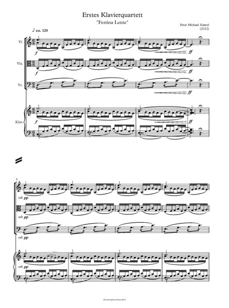 Erstes Klavierquartett für Violine, Viola, Violoncello und Klavier (2022)