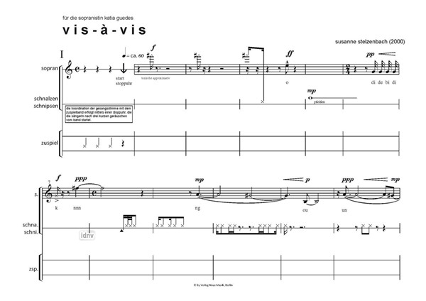vis-à-vis für Sopran und Zuspiel (2000) vis-à-vis für Sopran und Zuspiel (2000)
