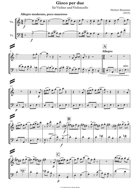 Gioco per due für Violine und Violoncello (2015) Gioco per due für Violine und Violoncello (2015)