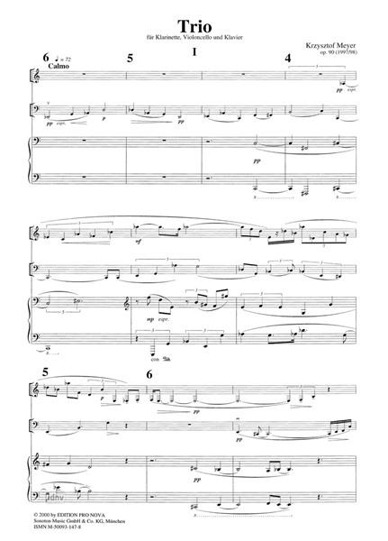 Trio für Klarinette, Violoncello und Klavier op. 90 (1997/1998) Trio für Klarinette, Violoncello und Klavier op. 90 (1997/1998)