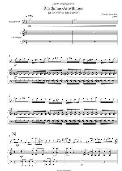 Rhythmus-Arhythmus für Violoncello und Klavier (1993) Rhythmus-Arhythmus für Violoncello und Klavier (1993)