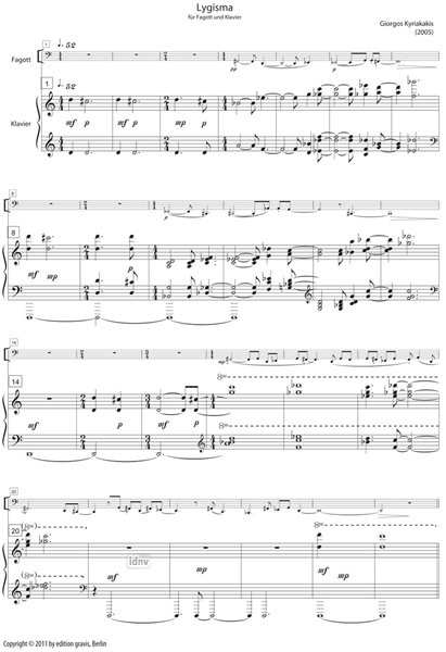 Lygisma für Fagott und Klavier (2005) Lygisma für Fagott und Klavier (2005)