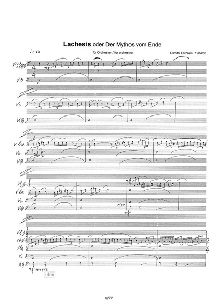 Lachesis für Orchester (1984/85) Lachesis für Orchester (1984/85)