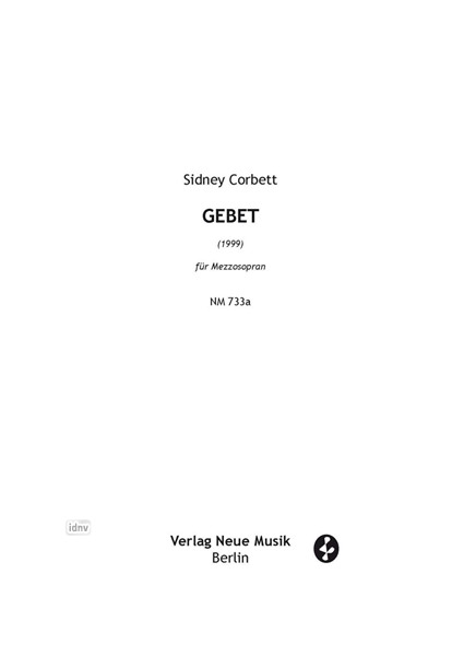 Gebet für Mezzosopran (1999/2002) Gebet für Mezzosopran (1999/2002)