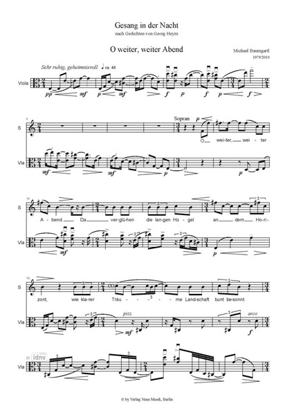 Gesang in der Nacht für Sopran und Viola (2010) Gesang in der Nacht für Sopran und Viola (2010)