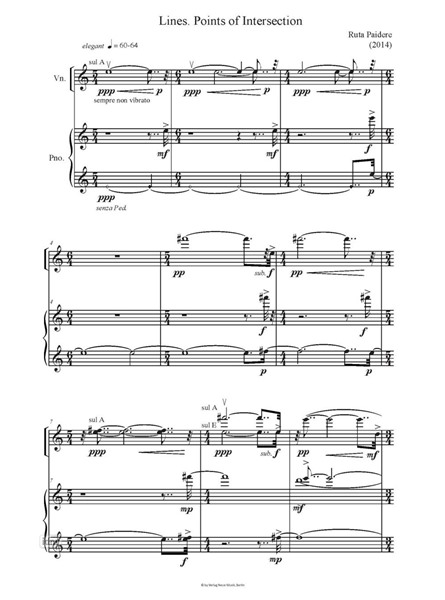 Lines. Points of Intersection für Violine und Klavier (2014) Lines. Points of Intersection für Violine und Klavier (2014)