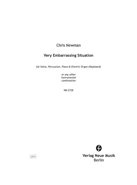 Very Embarrassing Situation für Singstimme, Klavier, E-Orgel (Keyboard) und Percussion (1983)