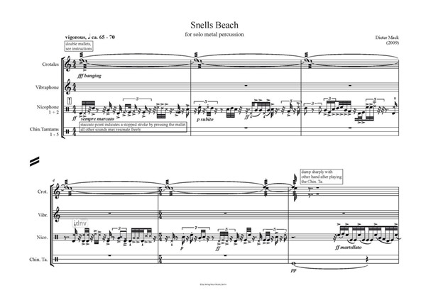 Snells Beach für Schlagzeug solo (2009) Snells Beach für Schlagzeug solo (2009)