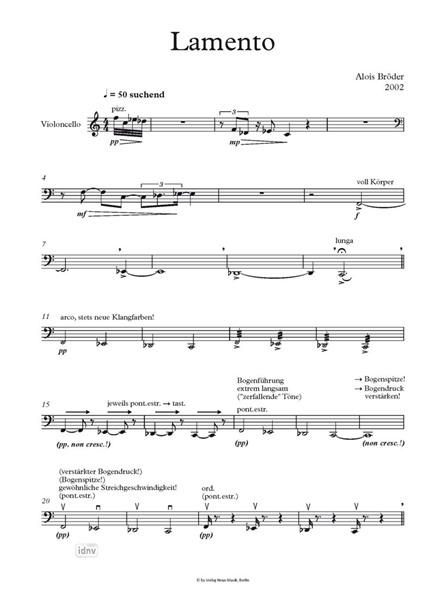 Lamento (Cello) für Violoncello solo (2002) Lamento (Cello) für Violoncello solo (2002)