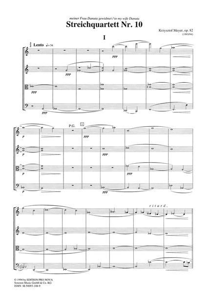 Streichquartett Nr. 10 op. 82 (1993/1994) Streichquartett Nr. 10 op. 82 (1993/1994)